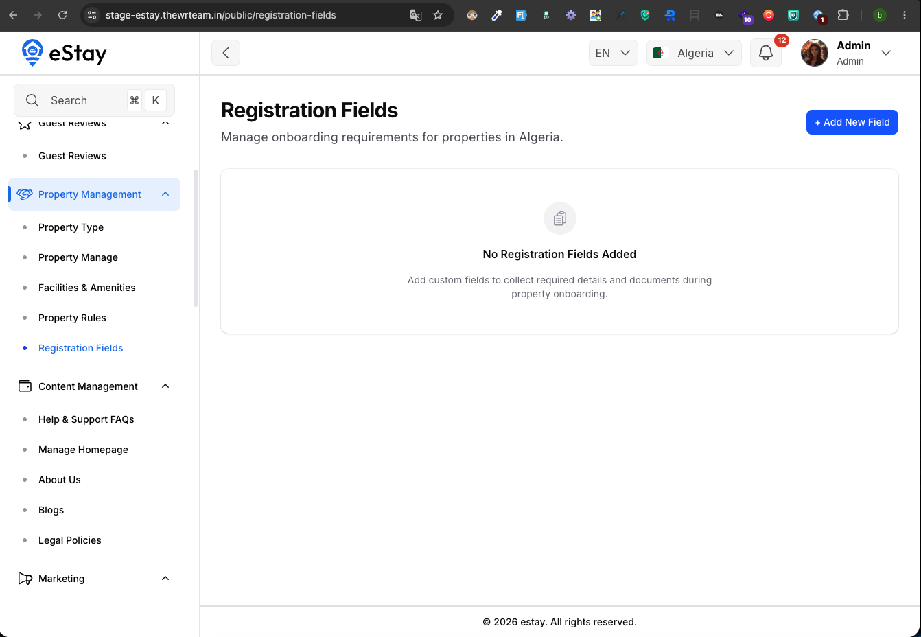 Registration Fields