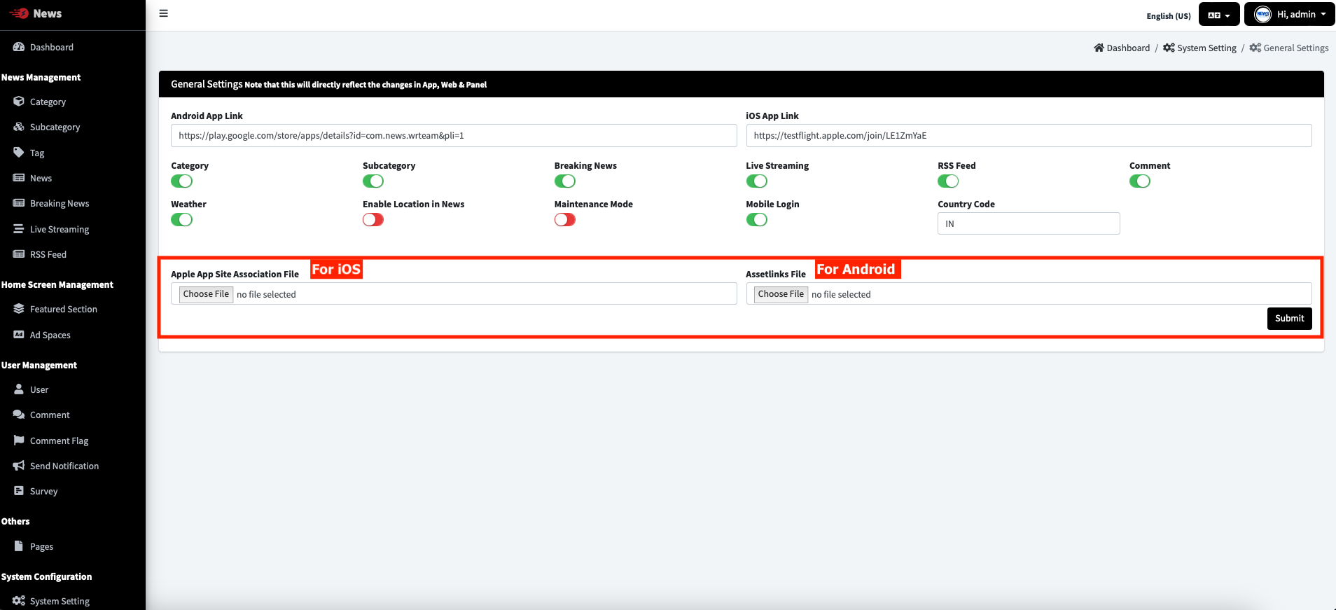 App Links File For Domain Verification