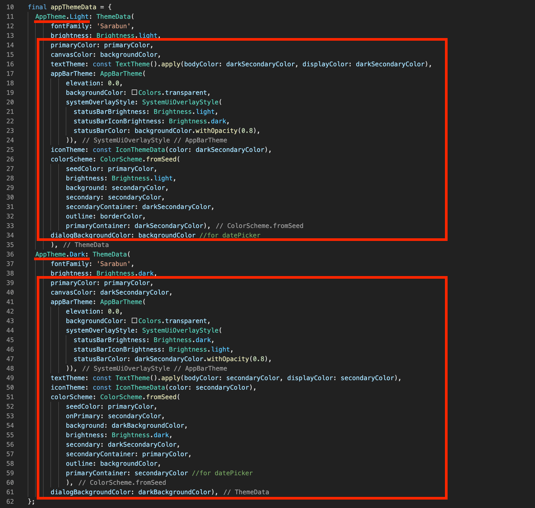 App Theme Colors