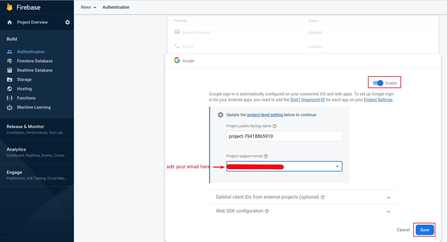 Google Auth Settings