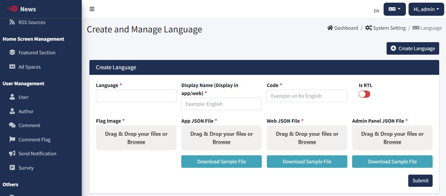 Language Settings