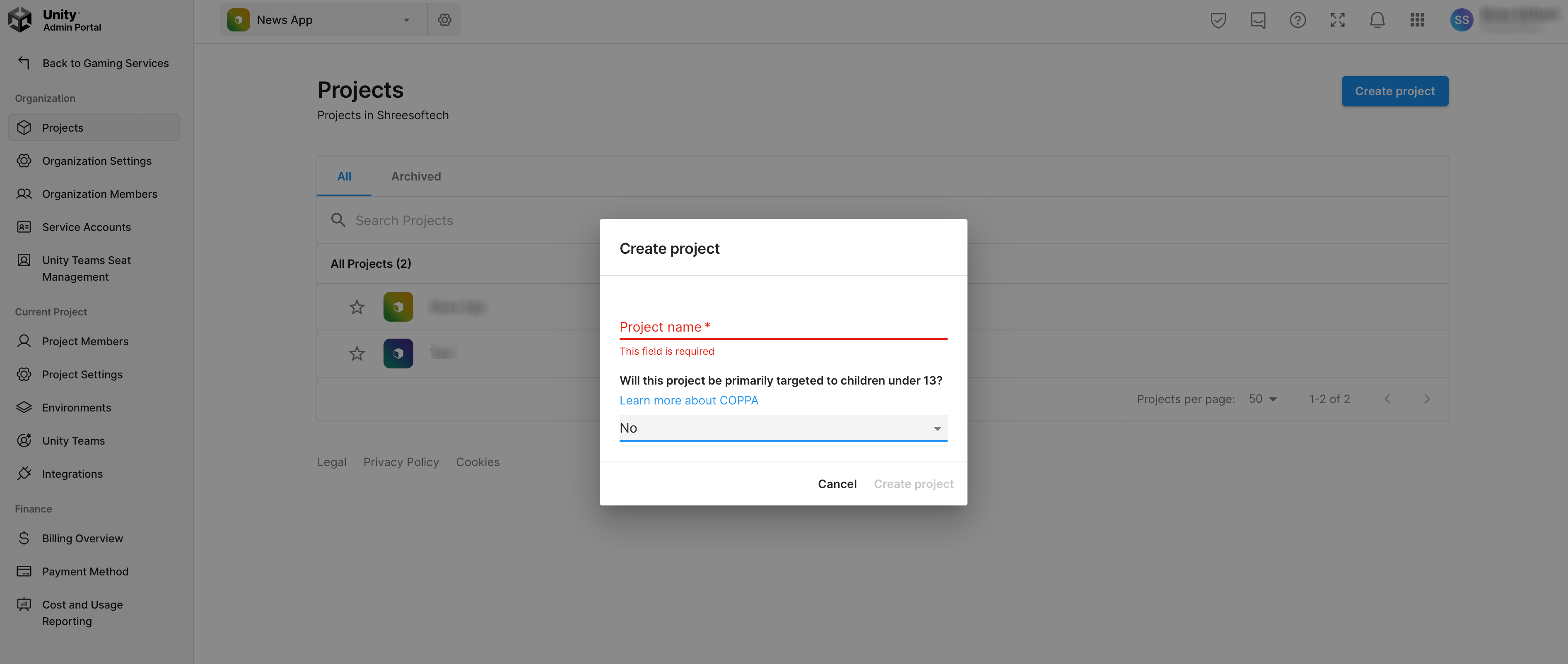 Unity New Project